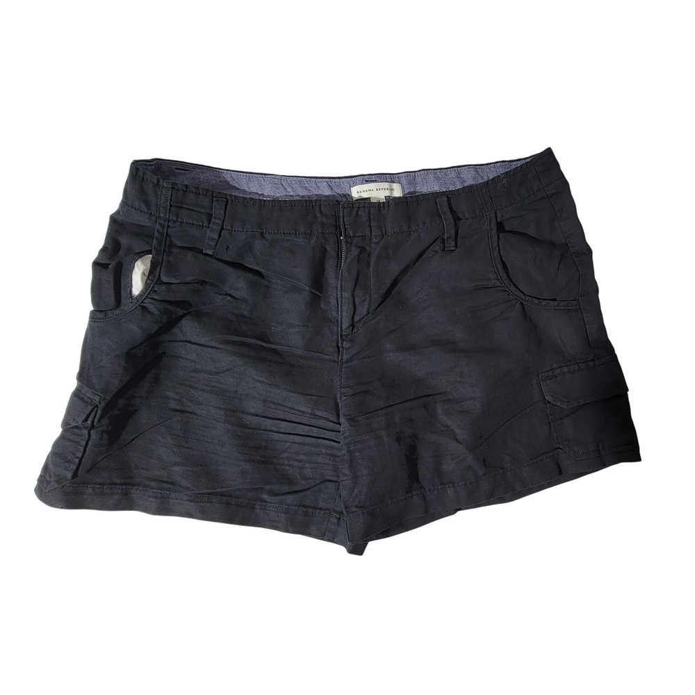 Banana Republic Women Navy Blue Cargo Utility Shorts Size 14 Mid Rise 4in Inseam